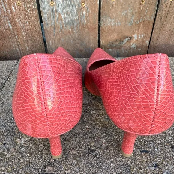 COMFORT PLUS Women’s Pink Coral Pointer Toe Snake Print Pump Heel Size 8.5 - Picture 5 of 12